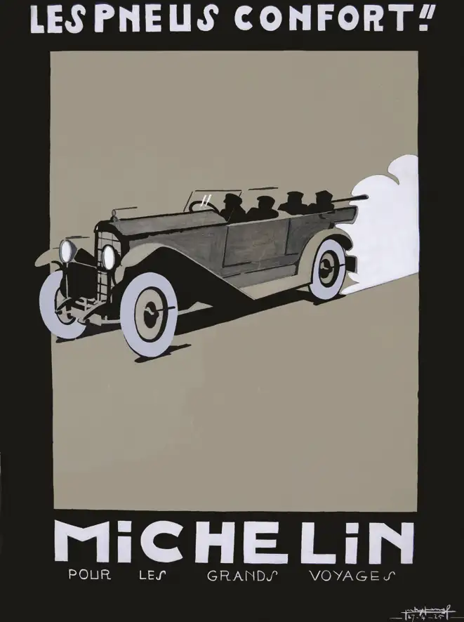 Michelin – Les Pneus Confort !! Gouache signée JackGrange L. 1925 - Michelin - Les Pneus Confort !! Gouache signée JackGrange L. 1925