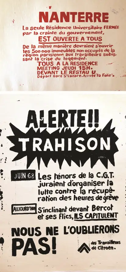 Lot de 2 Aff: Mai 1968 Citroën : Nous ne l’oublierons pas! Des Travailleurs de Citroën / Nanterre 1968 - Lot de 2 Aff: Mai 1968 Citroën : Nous ne l'oublierons pas! Des Travailleurs de Citroën / Nanterre 1968