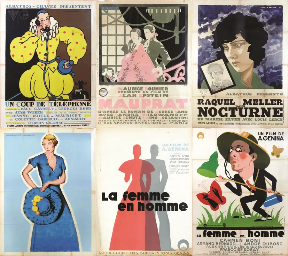 Lot de 6 Affiches dont un coup de téléphone – Films Albatros vers 1930 - MERCIER Jean Adrien (1899-1895)