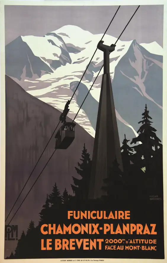 Funiculaire Chamonix-Planpraz – Le Brevent 2000m d’altitude face au Mont-Blanc vers 1930 - Funiculaire Chamonix-Planpraz - Le Brevent 2000m d'altitude face au Mont-Blanc vers 1930