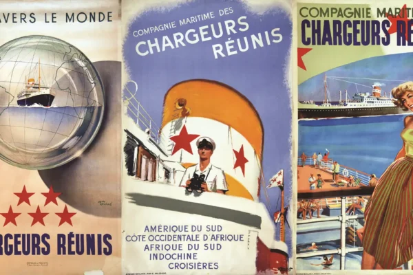 Lot de 11 Affiches Cies des Chargeurs Réunis vers 1950 - Lot de 11 Affiches Cies des Chargeurs Réunis vers 1950