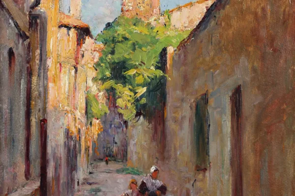 Rue animée, église des Carmes - Charles VIONNET (1858-1923)