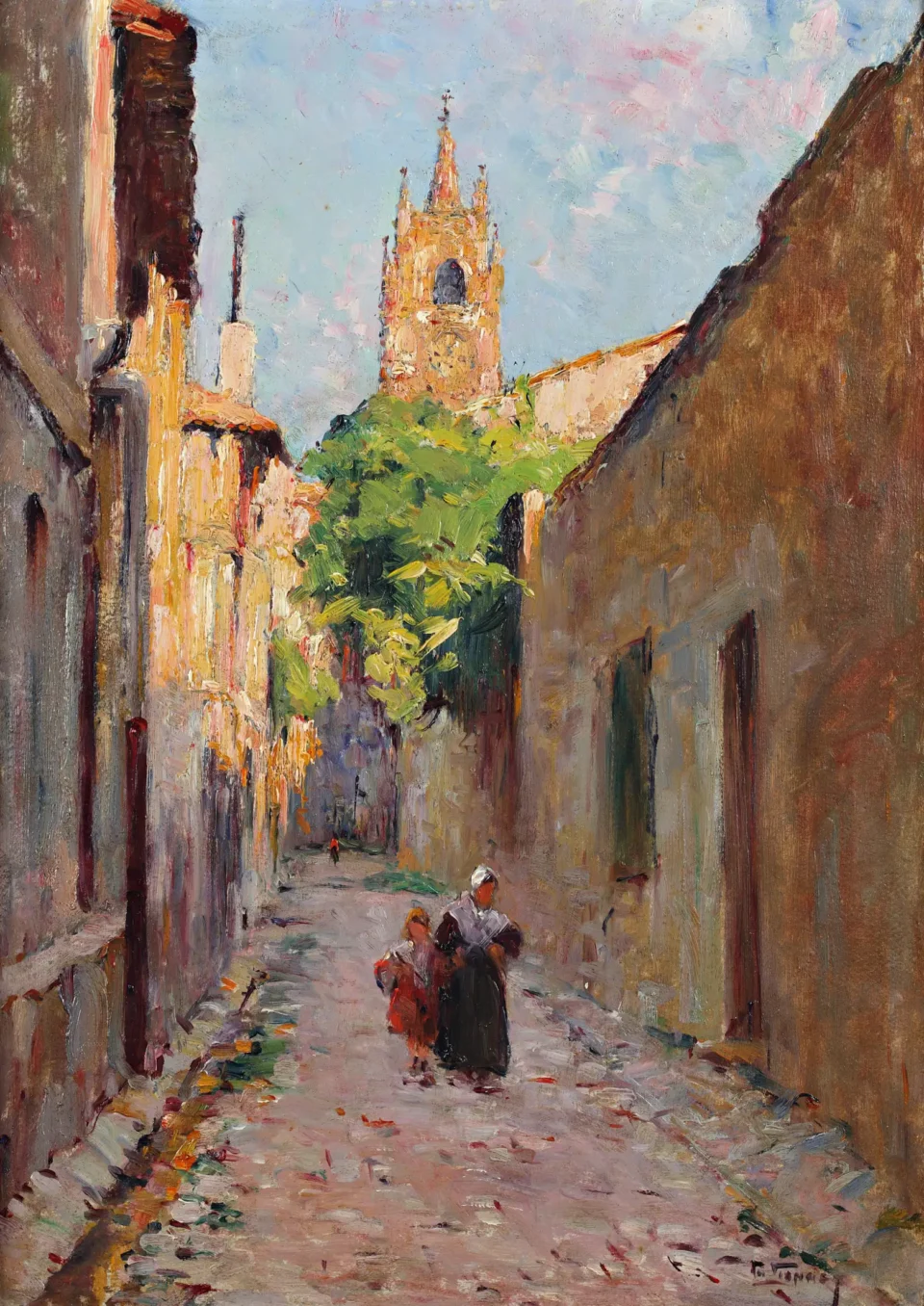 Rue animée, église des Carmes - Charles VIONNET (1858-1923)