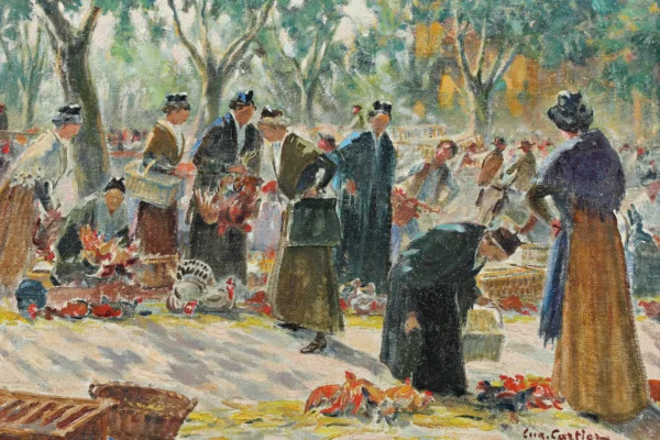 Le marche aux volailles à Arles - Eugene CARTIER (1861-1943)