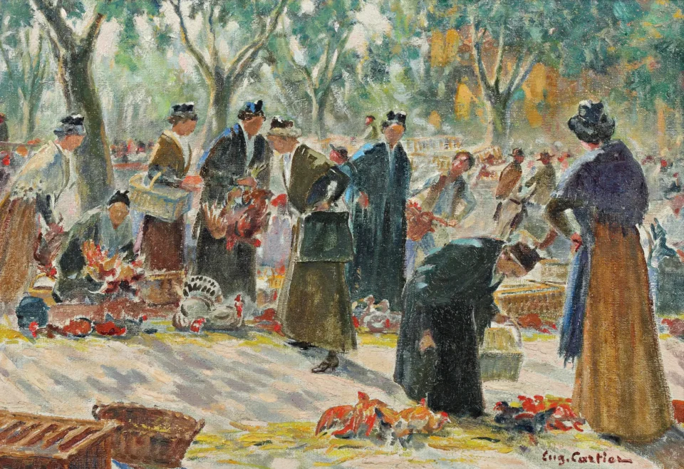 Le marche aux volailles à Arles - Eugene CARTIER (1861-1943)