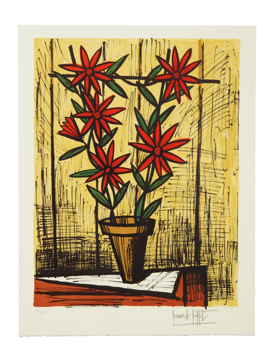 Marguerites rouges, 1983 - BUFFET Bernard (1928-1999)