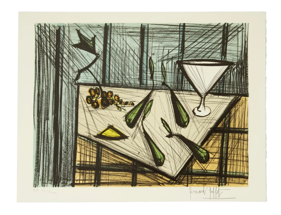 Nature morte aux poires et verre - BUFFET Bernard (1928-1999)