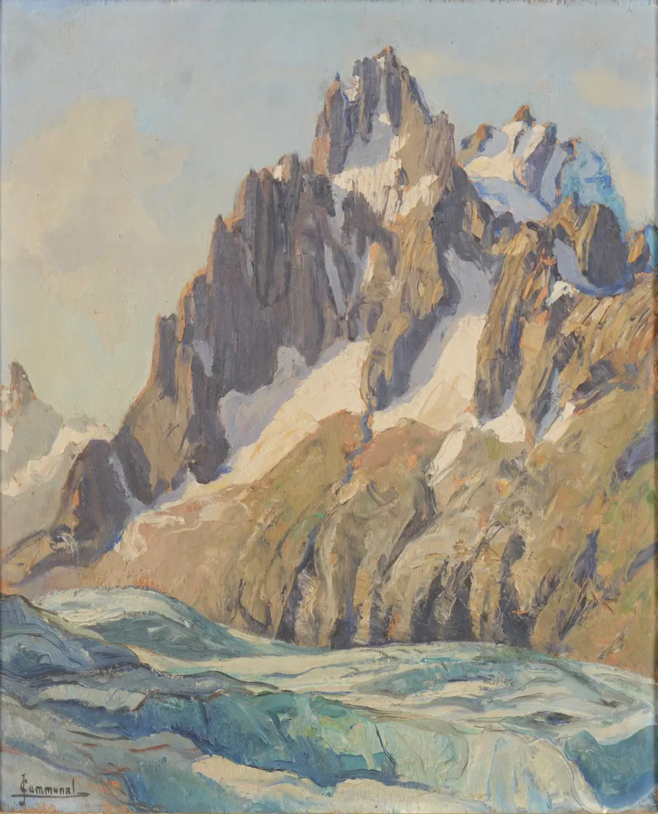 Le massif du Mont Blanc le grand Charmoz et la mer de glace - COMMUNAL Jean Joseph Ernest (1911-1982)