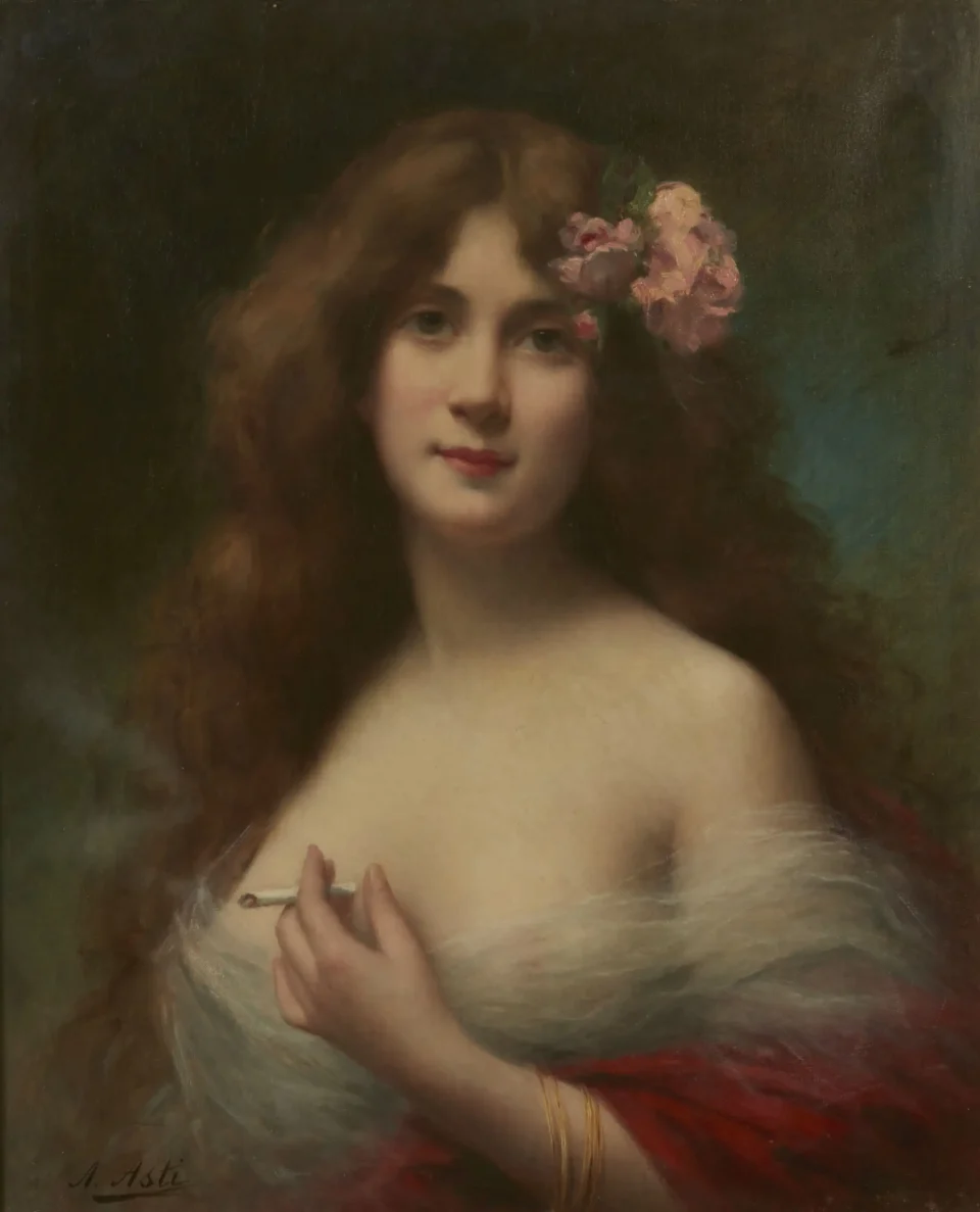 Portrait de femme à la cigarette - Angelo ASTI (1847-1903)