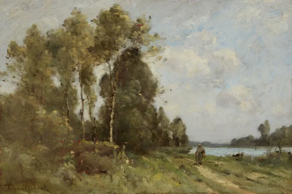 Bord de rivière - Paul Désiré TROUILLEBERT (Paris 1829-1900)