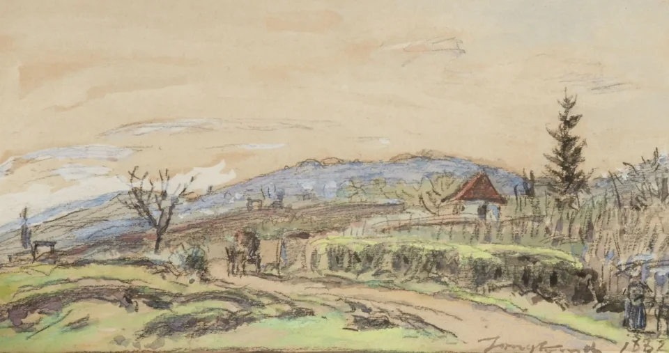 Paysage recto / verso - Johan Barthold JONGKIND (Latrop 1819- Saint Egrève 1891)