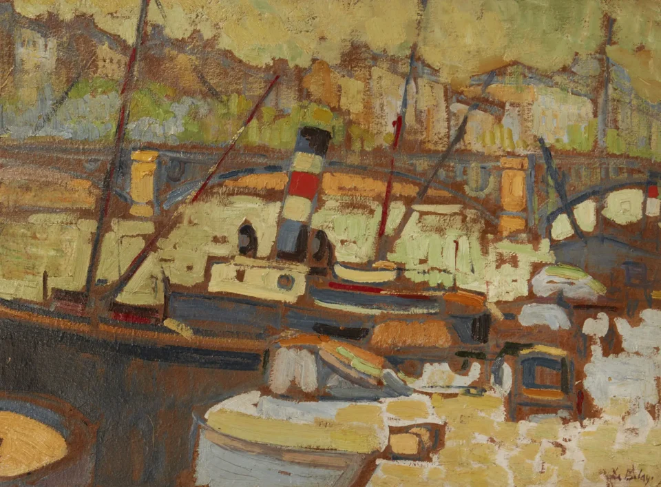 Paris, remorqueur sur la Seine, vers 1918-1919 - Pierre DE BELAY (Quimper 1890 - Ostende 1947)