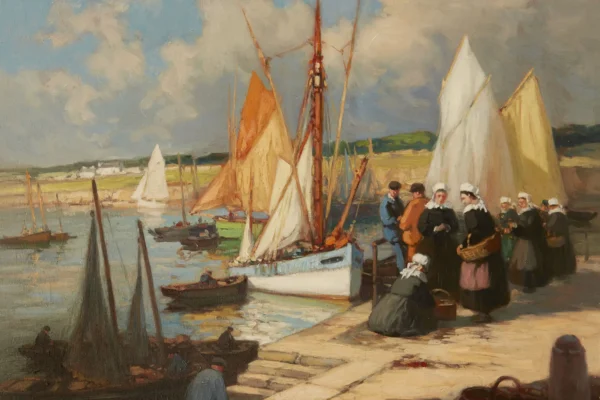 Concarneau, Finistère, arrivée de la sardine, vers 1920-1930 - Henri BARNOIN (Paris 1882 - 1935)