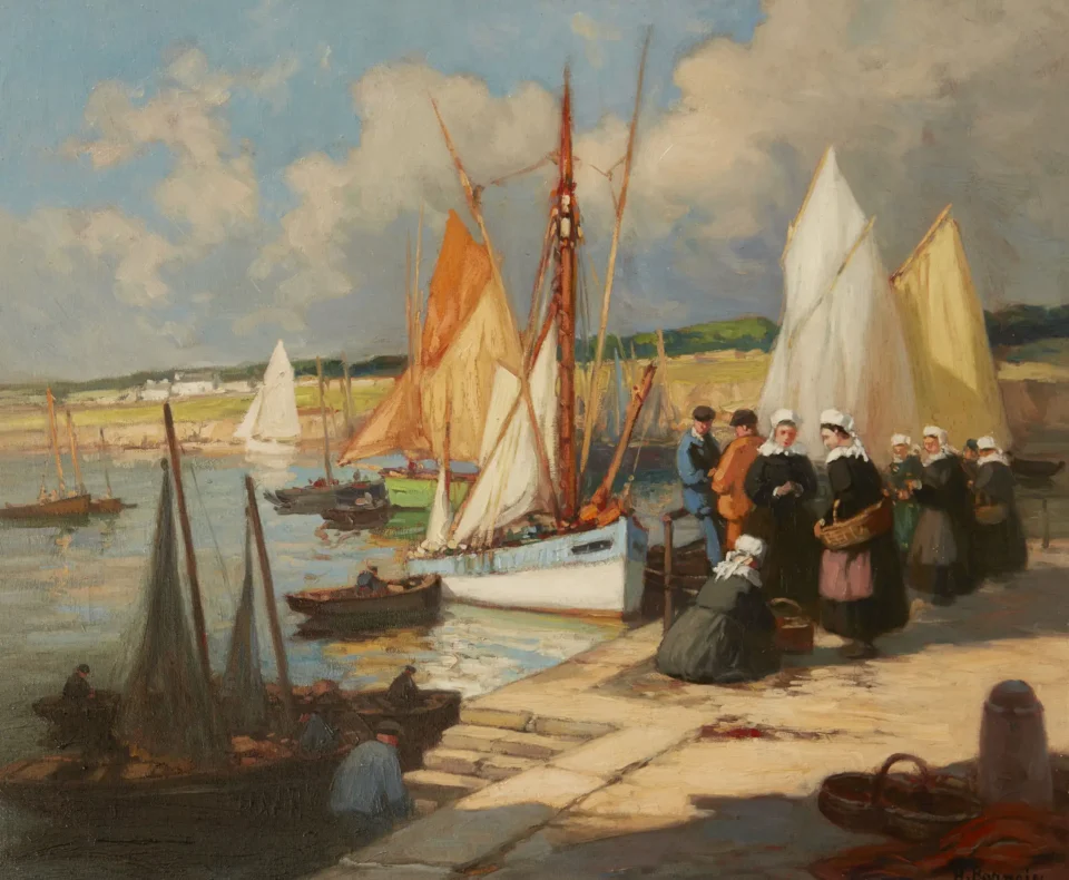 Concarneau, Finistère, arrivée de la sardine, vers 1920-1930 - Henri BARNOIN (Paris 1882 - 1935)