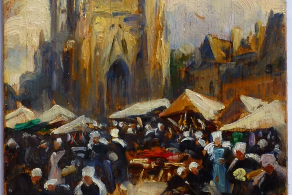 Hennebont, Morbihan, le marché - Fernand LEGOUT GERARD (Saint Lô 1856 - Paris 1924)