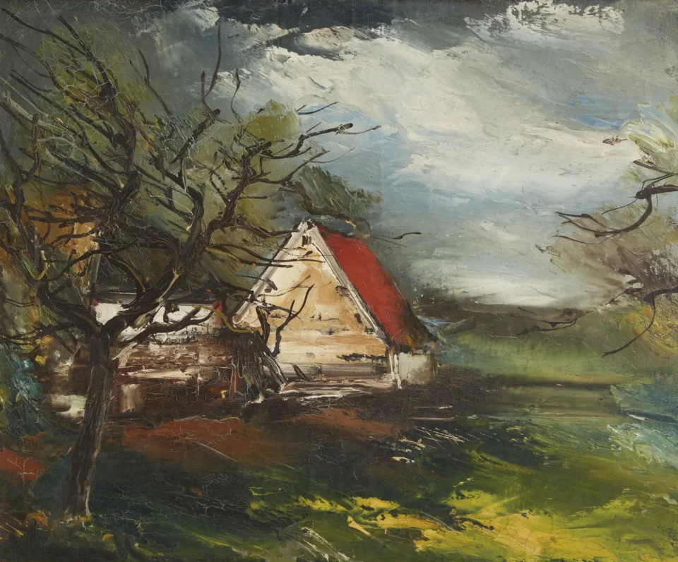 La maison au toit rouge - Maurice de VLAMINCK (Paris 1876 - Rueil La Gadelière 1958)