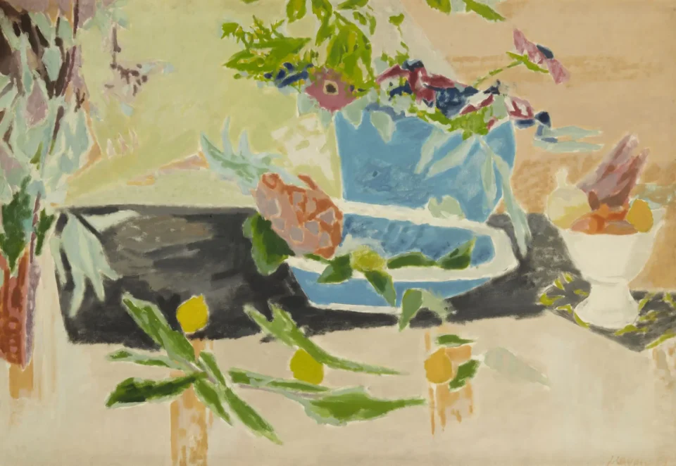 Nature morte Niçoise, panneau décoratif de l’appartement de luxe « Comté de Nice » du Paquebot France - Jules CAVAILLES (Carnaux 1901 - Epineuil 1977)