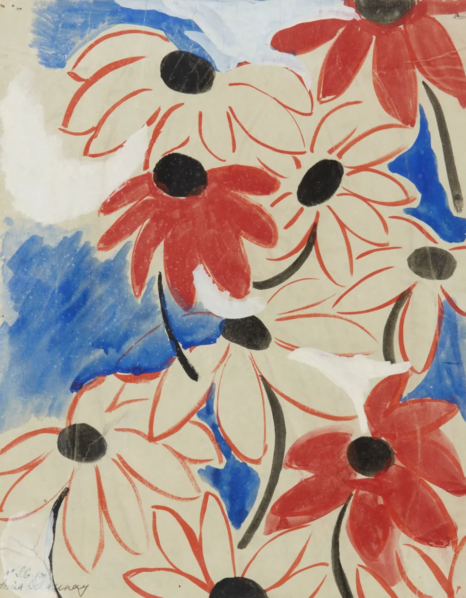 Deux projets pour les tissus Robert Perrier rayures et fleurs - Sonia DELAUNAY (1885-1979)