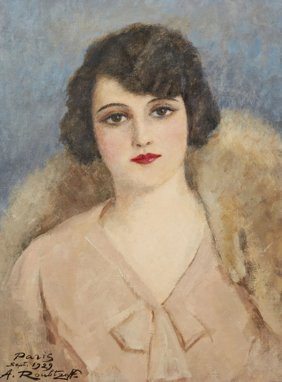 Portrait à la fourrure - Alexandre ROUBTZOFF (Saint Petersbourg 1884 - Tunis 1949)