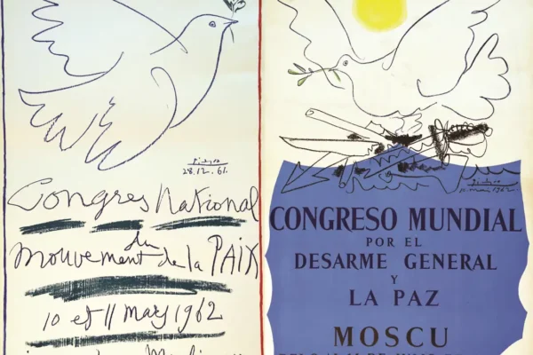 Lot de 2  Affiches / Posters  des Mouvements pour la Paix 1962 Moscou & Issy, 1962 - PICASSO Pablo (1881-1973)