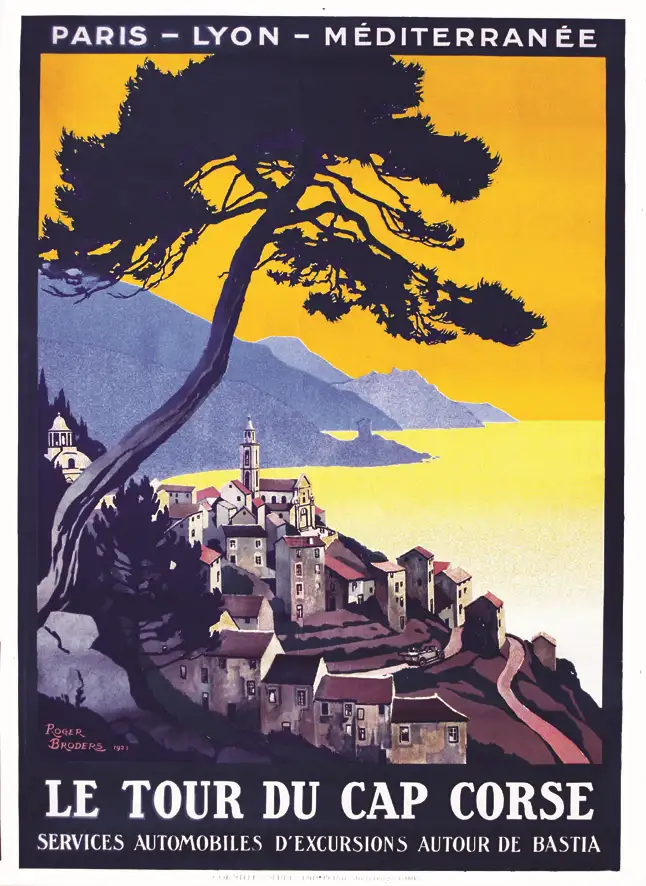 Le Tour du Cap Corse –  Affiche Encadrée, 1923 - BRODERS Roger (1883-1957)