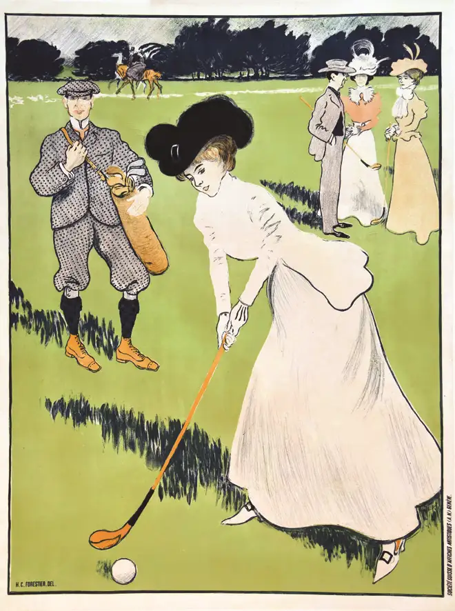 Elégante jouant au Golf vers 1900 - Elégante jouant au Golf vers 1900