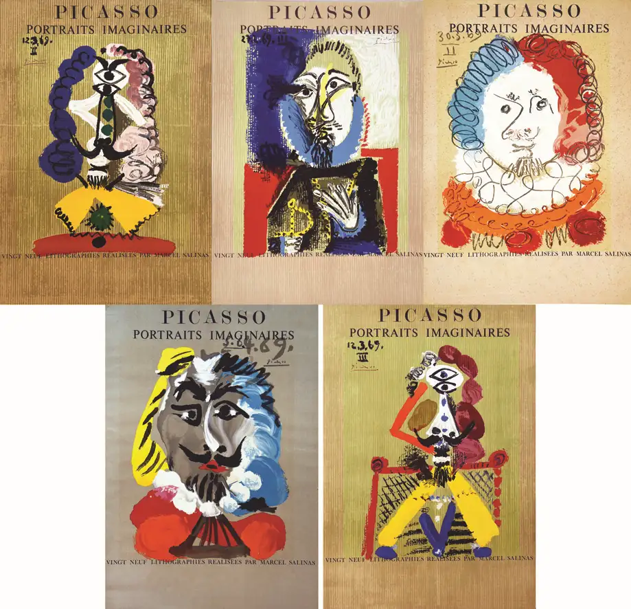 Lot de 5 Potraits Imaginaires Salinas 1969 - PICASSO