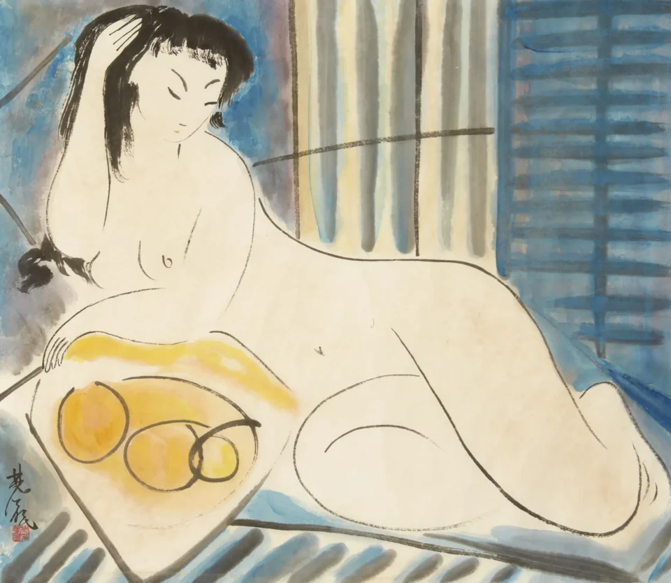 Femme nue aux fruits - Lin FENGMIAN (1900-1991)