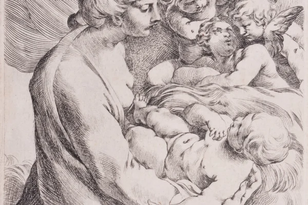 VIERGE ET ENFANT AVEC DES ANGES - Lodivico CARRACHE  1555 - 1619