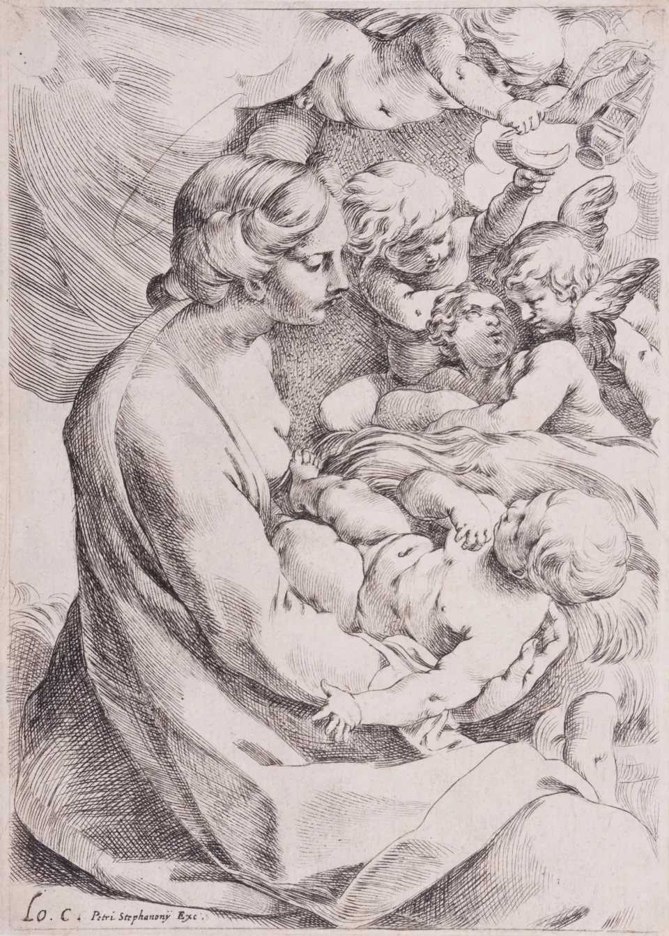 VIERGE ET ENFANT AVEC DES ANGES - Lodivico CARRACHE  1555 - 1619