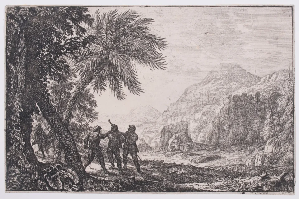 SCENE DE BRIGANDS - Claude GELLEE ditLE LORRAIN  (1600 - 1682)