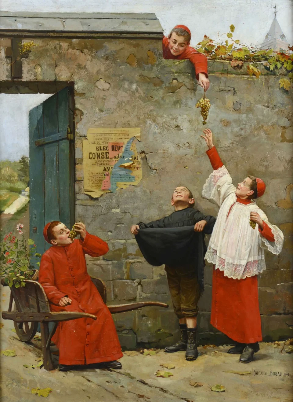 La vendange des enfants de coeur - Paul-Charles CHOCARNE-MOREAU (Dijon 1855- Neuilly sur Seine 1931)