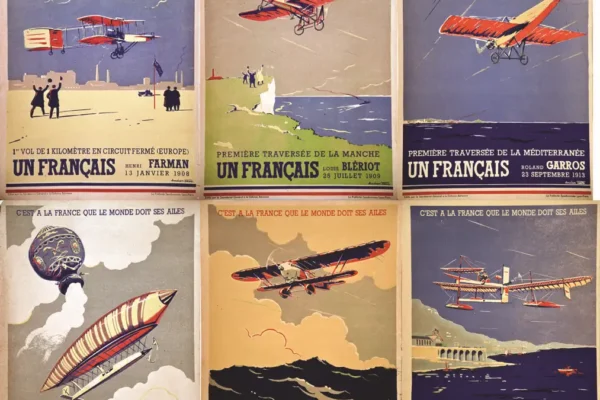 Ensemble de 6 affiches-C'est à la France que le monde doit ses ailes vers 1930 - CARRE LUCIEN