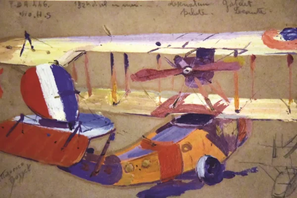 Hydravion- Lac de Cazeaux  -  Huile sur Bois signée  par  Maurice Busset - BUSSET MAURICE