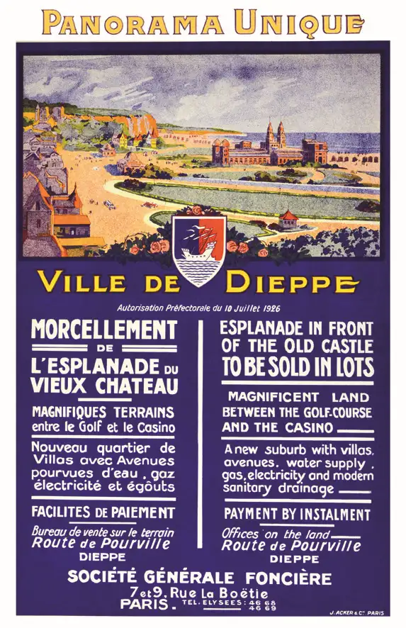 Ville de Dieppe 1926 – Morcellement de L’Esplanade du Château - Ville de Dieppe 1926 - Morcellement de L'Esplanade du Château