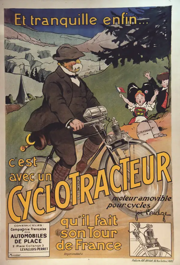 Cyclotracteur ( Georges Clémeceau ) Et Tranquille enfin.. Cie Fr. Automobile de Place - BRIDGE JOE