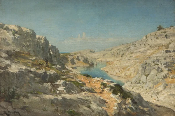 Port-Miou vu des hauteurs de Cassis - Raphael Luc PONSON (Sollès - Pont 1835- Marseille 1904)