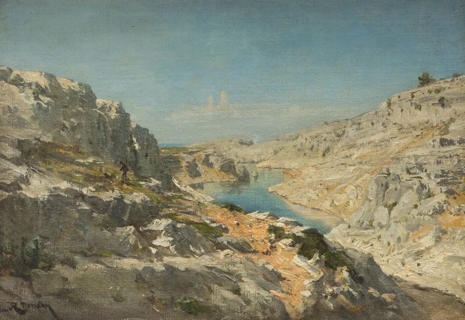 Port-Miou vu des hauteurs de Cassis - Raphael Luc PONSON (Sollès - Pont 1835- Marseille 1904)