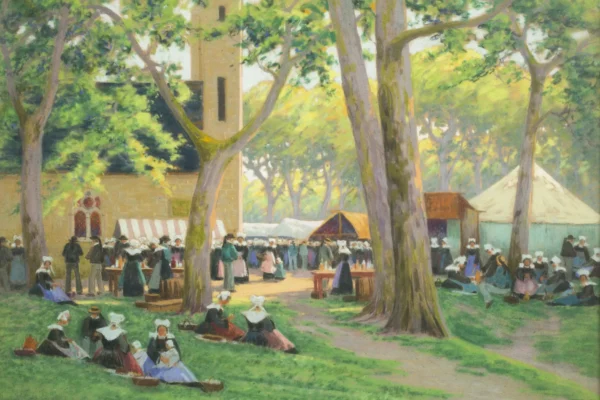 Fête dans un village breton - Mathurin JANSSAUD (Manosque 1857-1940) <br>