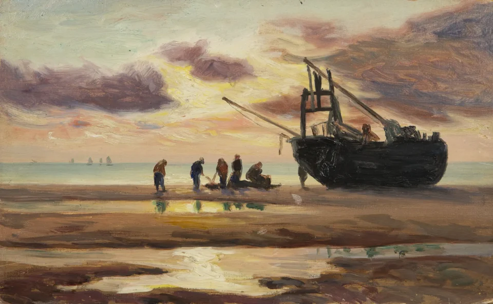 Avant le départ pour la pêche - Charles Emmanuel Joseph ROUSSEL (Tourcoing 1861-1936) <br>