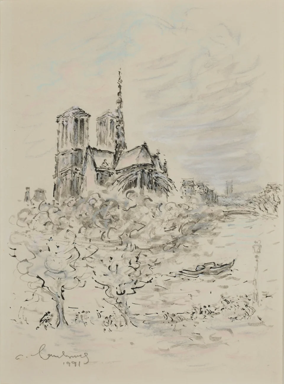 Notre Dame de Paris - André HAMBOURG (Paris 1909- 1999) <br>