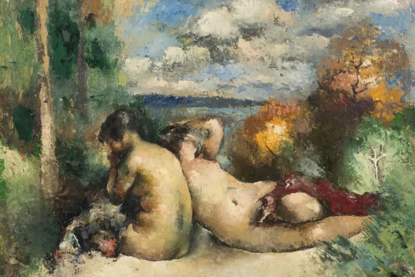 Deux femmes dans un paysage - Paul-Elie GERNEZ (Valenciennes 1888 - 1948) <br>