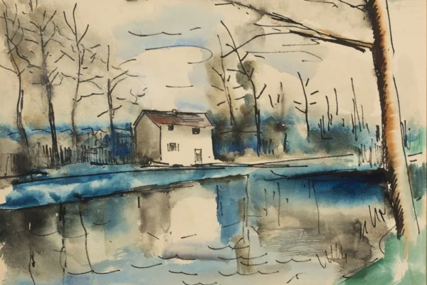 Maison au bord de rivière - Maurice DE VLAMINCK 1876 - 1958 <br>