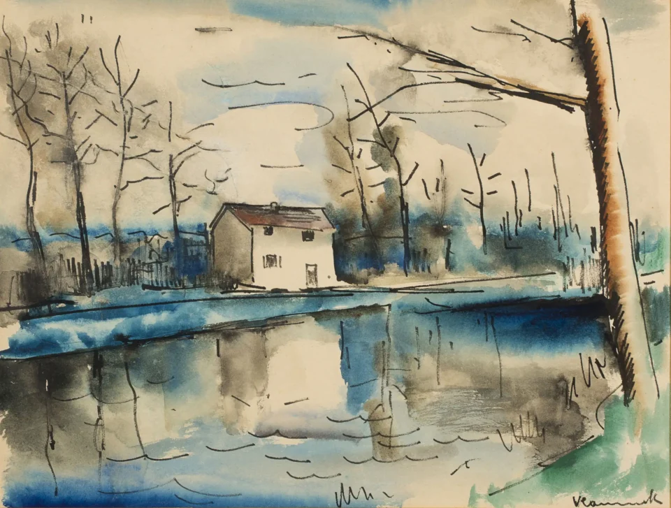 Maison au bord de rivière - Maurice DE VLAMINCK 1876 - 1958 <br>