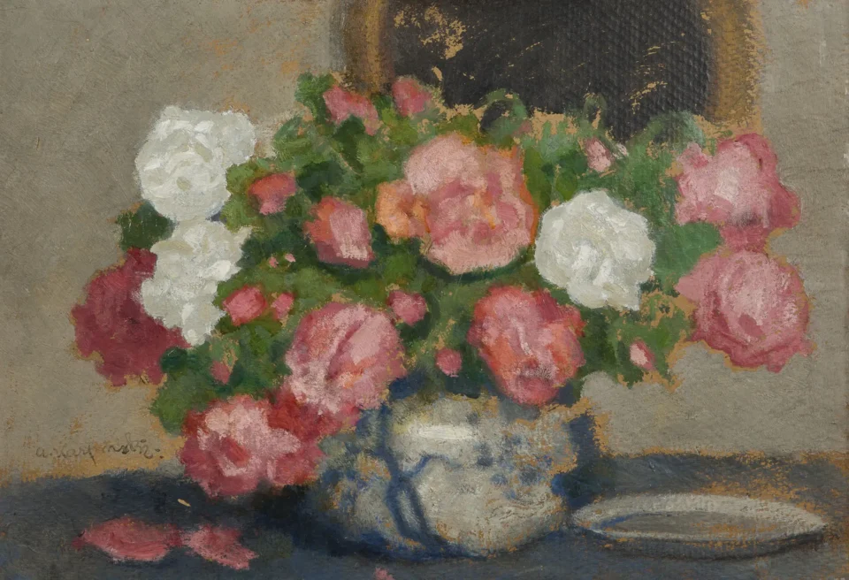 Bouquet de fleurs dans un vase - Alphons KARPINSKI (Rozvadov 1875 - Cracovie 1961) <br>