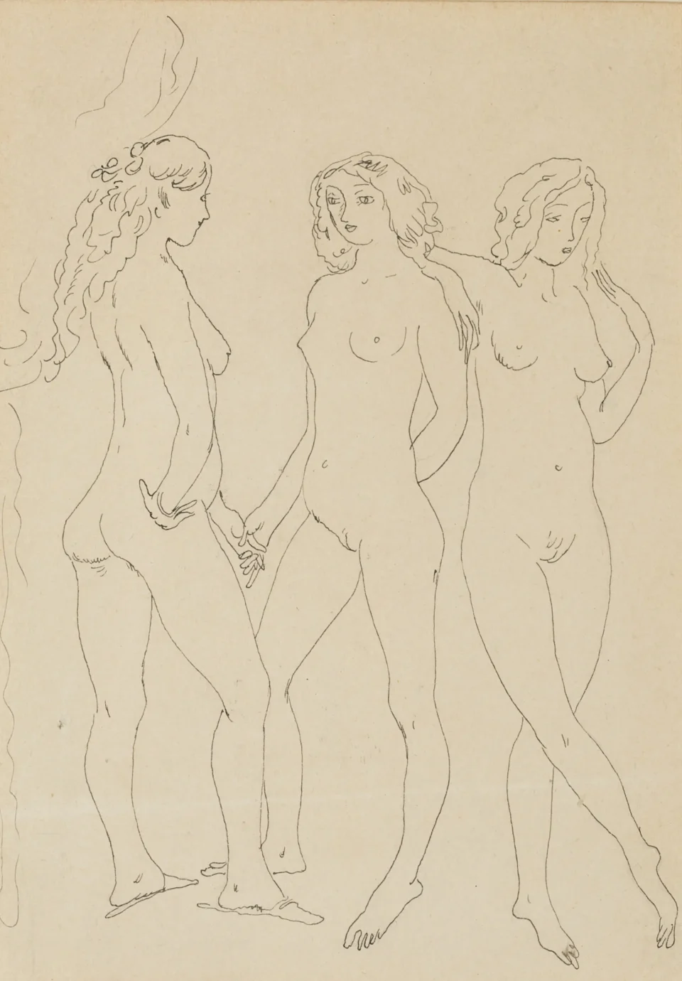 Trois Graces - Jules PASCIN (Vidin 1885 - Paris 1930) <br>