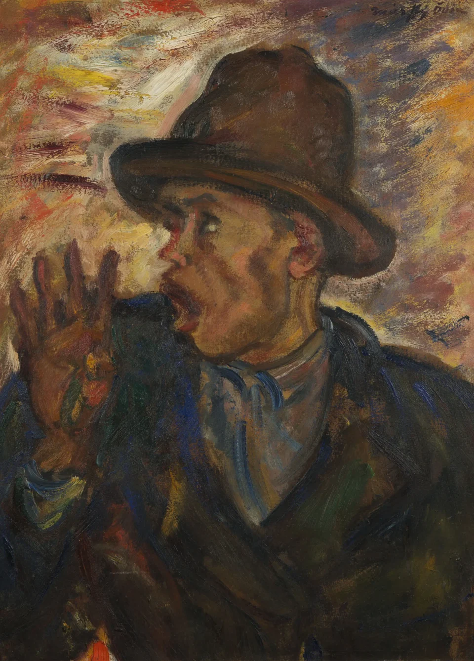 Portrait d’homme au chapeau, circa 1917 - Odon MARFFY  (1878-1959) <br>