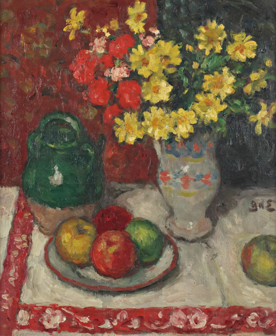 Géranium, marguerites et fruits 1907 - Georges D'ESPAGNAT (1870-1950)