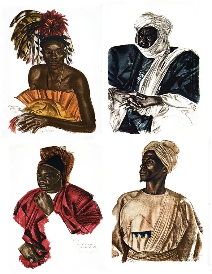 50 Estampes du Livre Dessins et Peintures d’Afrique Complet dans son emboitage d’origine Très Rare - IACOVLEFF ALEXANDRE