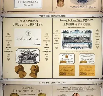 Vins de Champagne : J Fournier- Mercier-Dagonet-Jperrier- H Piper-De Venoge -  lot de 3 Affiches - Vins de Champagne : J Fournier- Mercier-Dagonet-Jperrier- H Piper-De Venoge -  lot de 3 Affiches